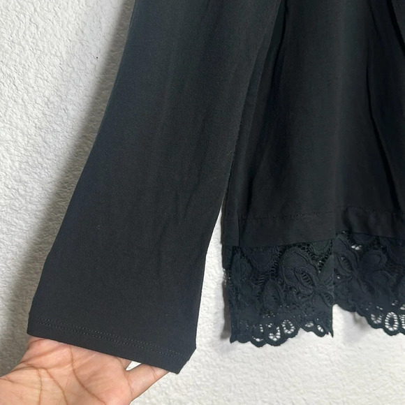 J. Jill Wearever Collection Black Long Sleeve Lace Hem Womens Size Large - Picture 3 of 8
